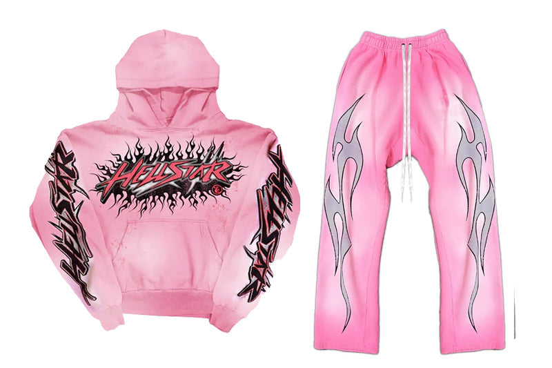 Hellstar Flame Sweatpants Pink 2024 New