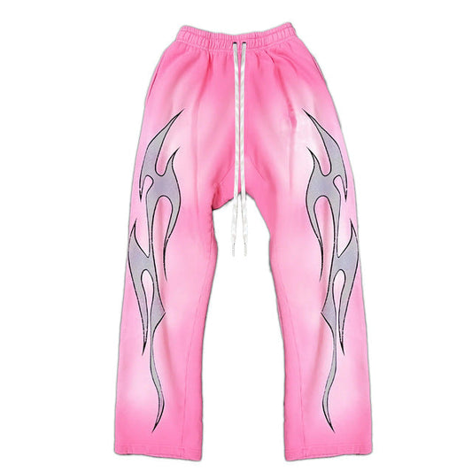 Hellstar Flame Sweatpants Pink 2024 New